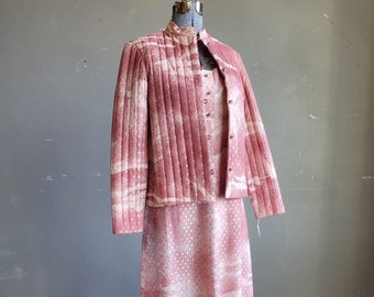 1970s 'R&K Knits' Pink Maxi Dress and Quilted Jacket