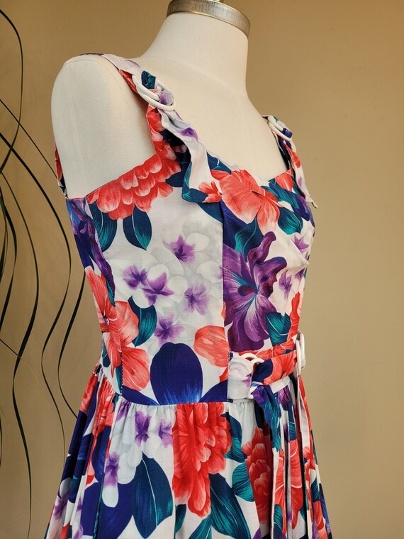 1990s Brilliant 50s-style Hawaiian Floral Print D… - image 7