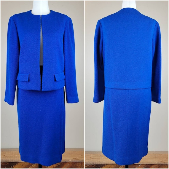 1960s 'Majestic' Cobalt Blue Wool Slim Suit - image 1