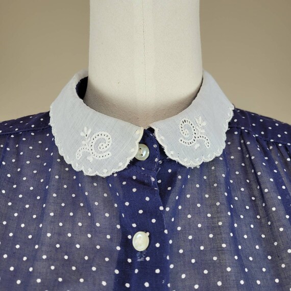 Late-1970s Darling Cotton Voile Polka Dot Dress w… - image 7