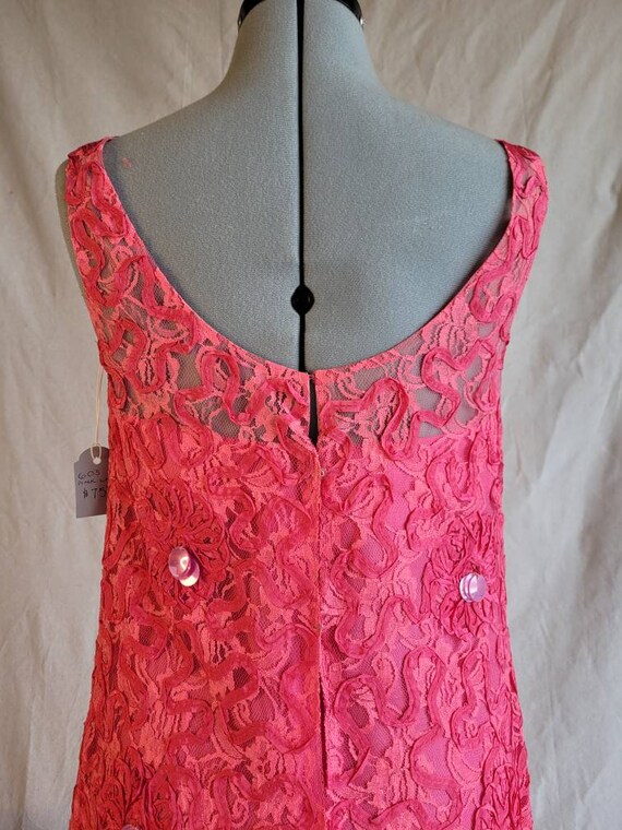 1960s Bright Pink Lace Shift Dress - image 5