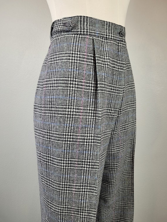 1980s High Rise Tailored Tapered Leg Plaid Trouser