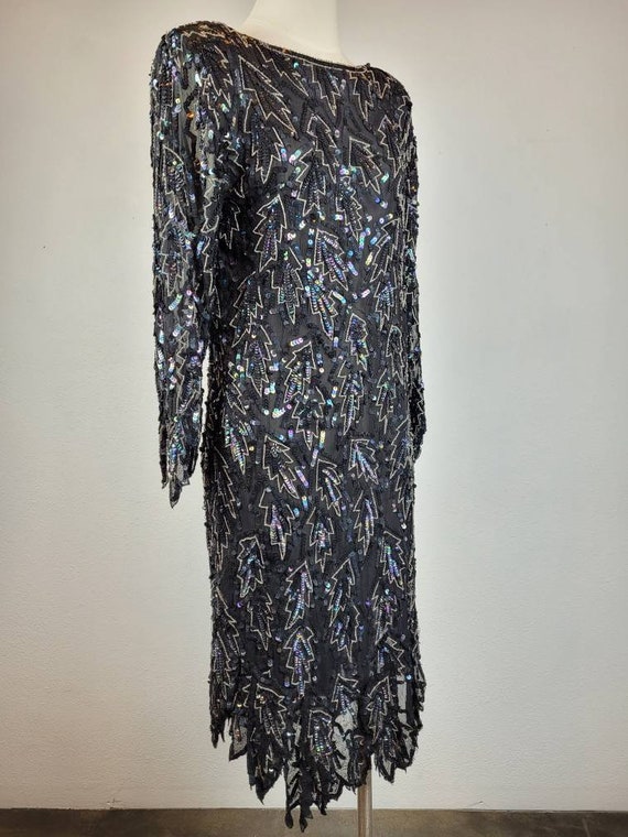1980s 'Saint Honore' Silk Sequin Evening Dress - image 2