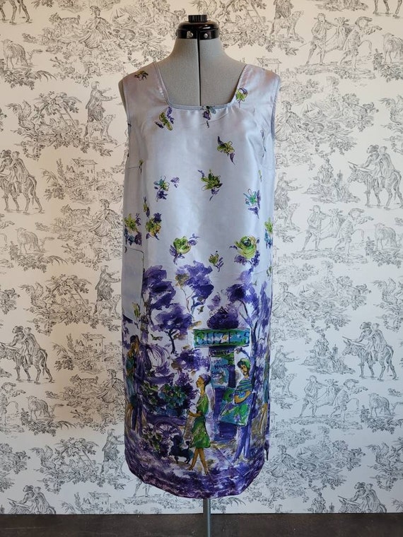 1960s Handmade Shift Dress w Chic Mod Print