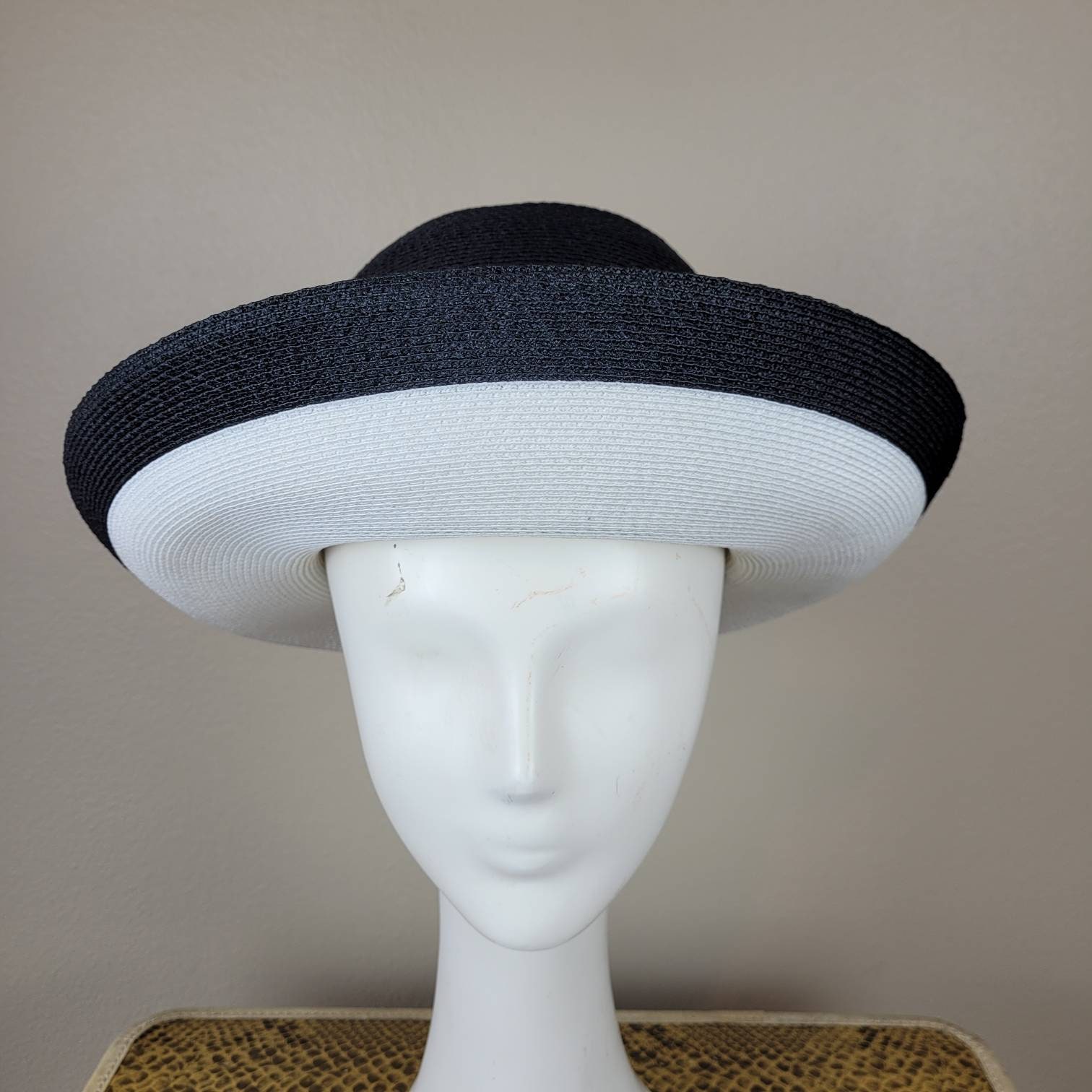 Vintage 1960s Black Straw Hat Originally Sold at Marthas Pleasant Hill