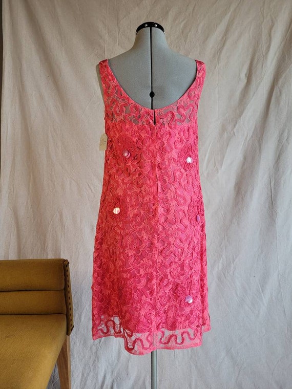 1960s Bright Pink Lace Shift Dress - image 3