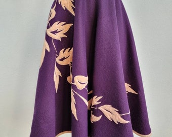 1950s 'Alex Coleman' Wool Circle Skirt w Velvet Floral Appliqué