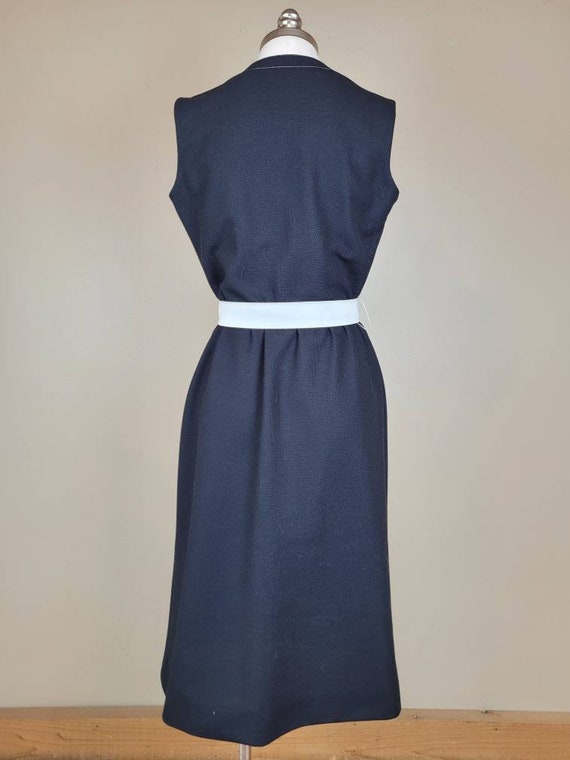 1970s Sleeves Black Dress w Assymetrical Lines an… - image 3
