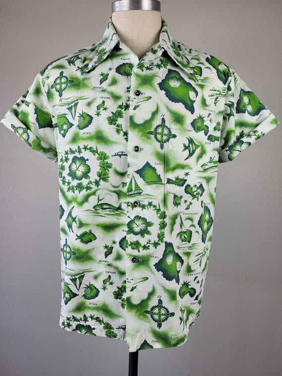 1970s 'Ui-Maikai' Cotton Retro Hawaiian Print Shir