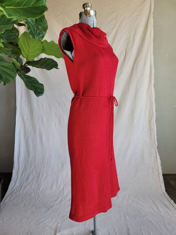 1960s Classic Red Knit Sleeveless Dress - image 2