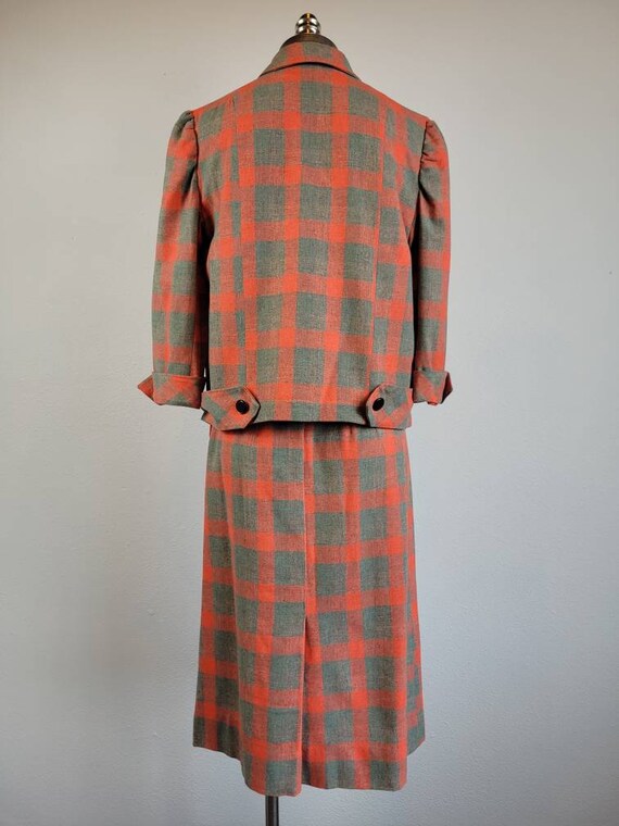 Late-1950's Orange & Grey Plaid Wool Suit - Excel… - image 4