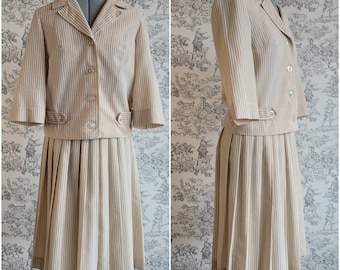 1960s Seersucker Shop-girl Style Suit