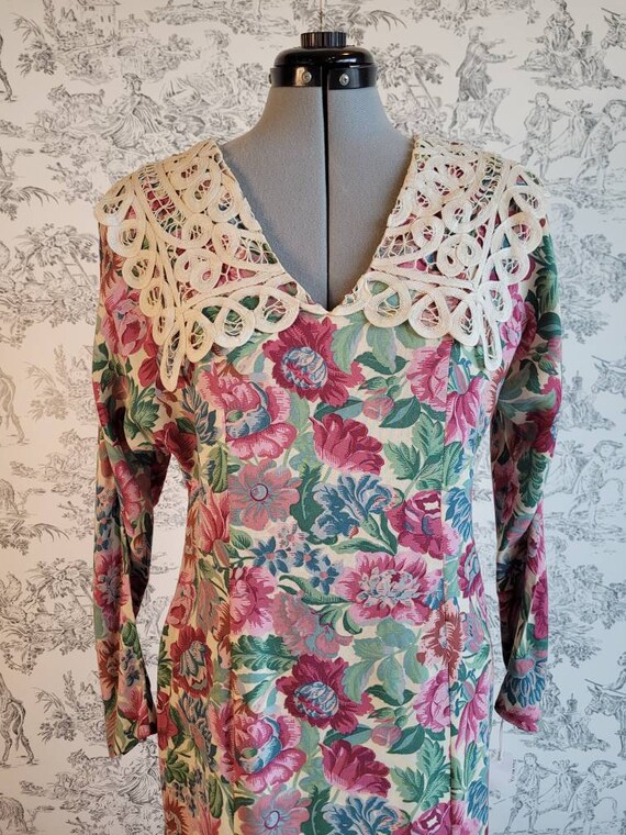 1980s 'Jane Singer' Cottage Core Floral Dress w/ … - image 5