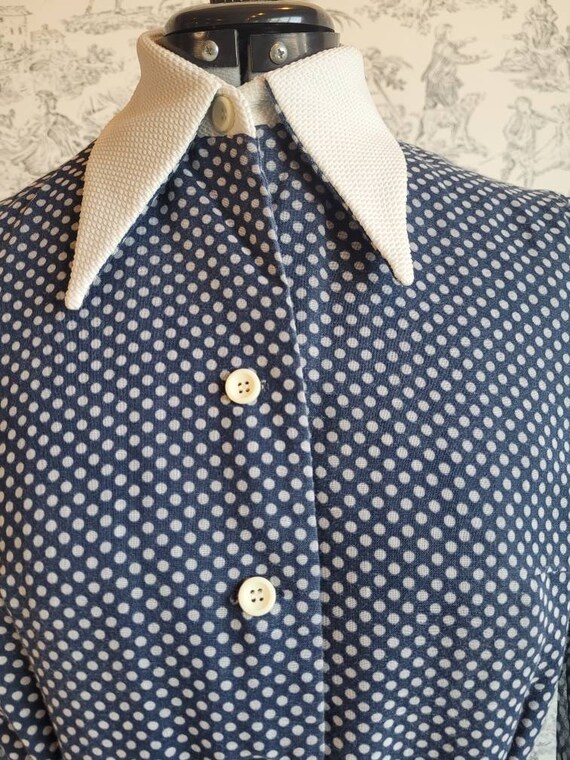 1970s Polka Dot Blouse w Fitted Waisline - image 4
