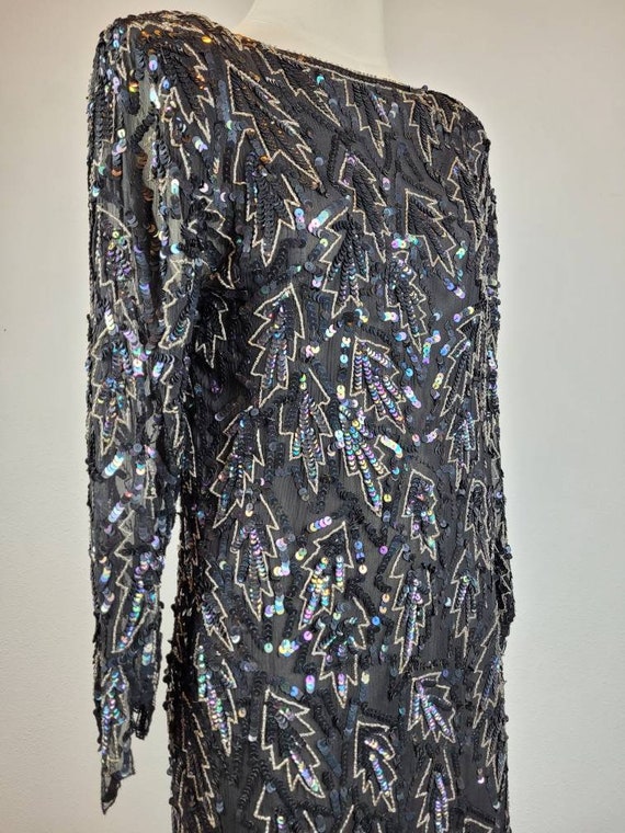 1980s 'Saint Honore' Silk Sequin Evening Dress - image 8