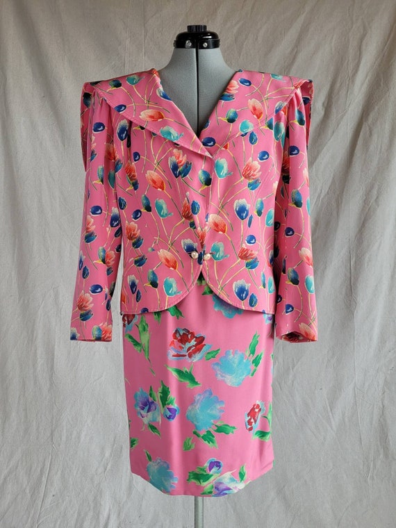 1980s 'Ungaro' Mixed Floral Print Italian Suit - image 1