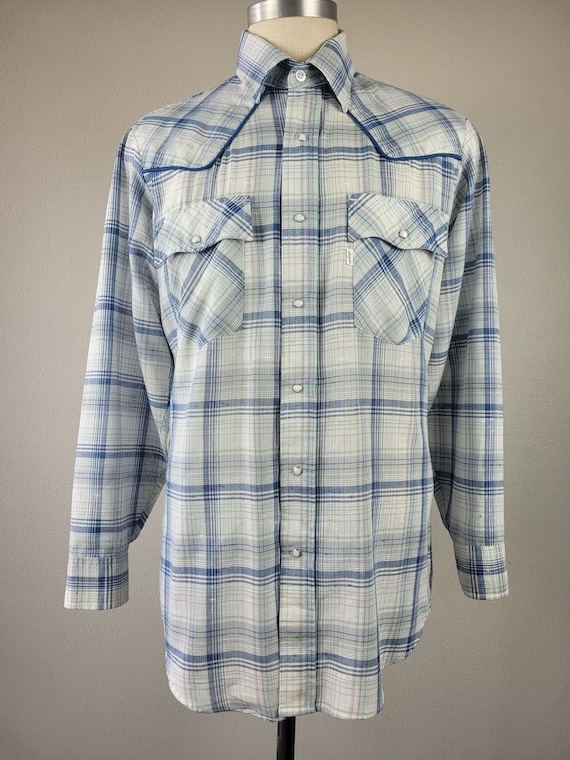 1980s Vintage 'Levi's' Pearl Snap Plaid Shirt