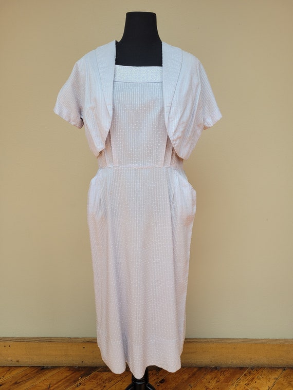 1950s Pretty Lightweight Cotton Dress and Shrug S… - image 5