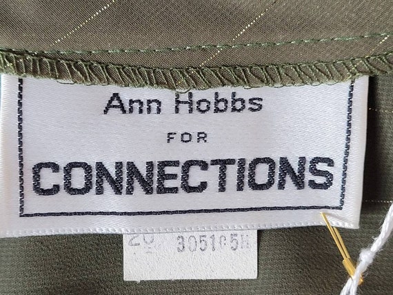 1980s 'Ann Hobbs' Chiffon Shirt Dress w Gold Brai… - image 7