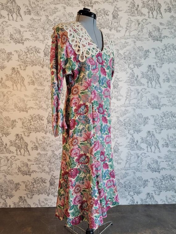 1980s 'Jane Singer' Cottage Core Floral Dress w/ … - image 2