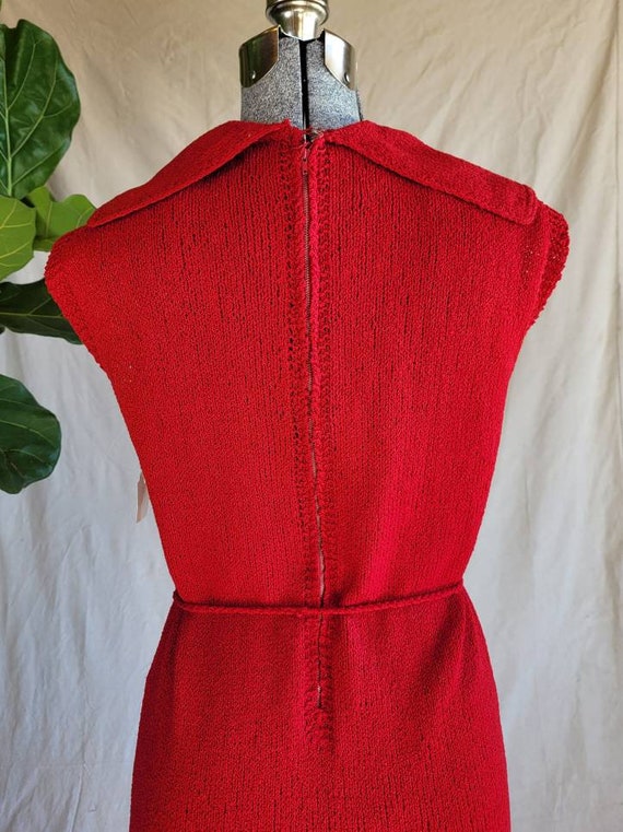 1960s Classic Red Knit Sleeveless Dress - image 6