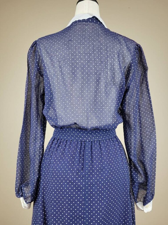 Late-1970s Darling Cotton Voile Polka Dot Dress w… - image 6