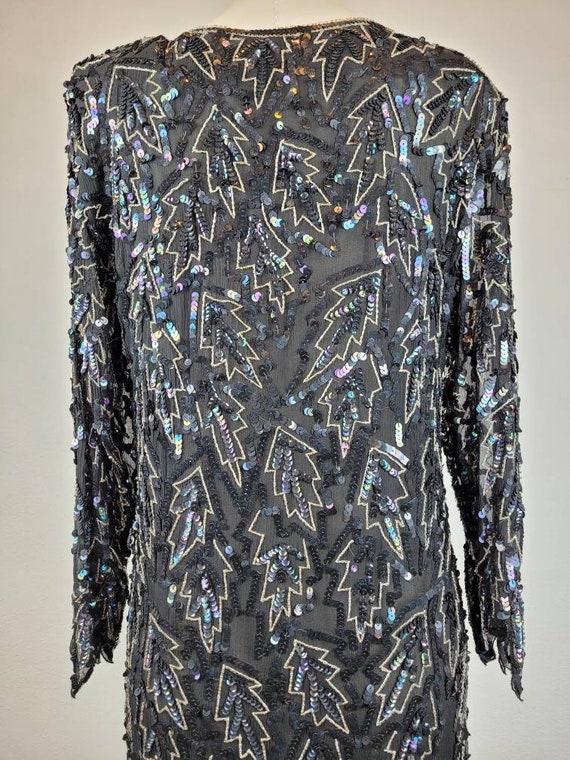 1980s 'Saint Honore' Silk Sequin Evening Dress - image 10