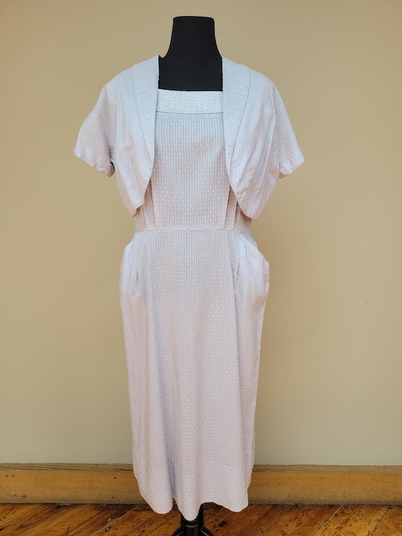 1950s Pretty Lightweight Cotton Dress and Shrug Se