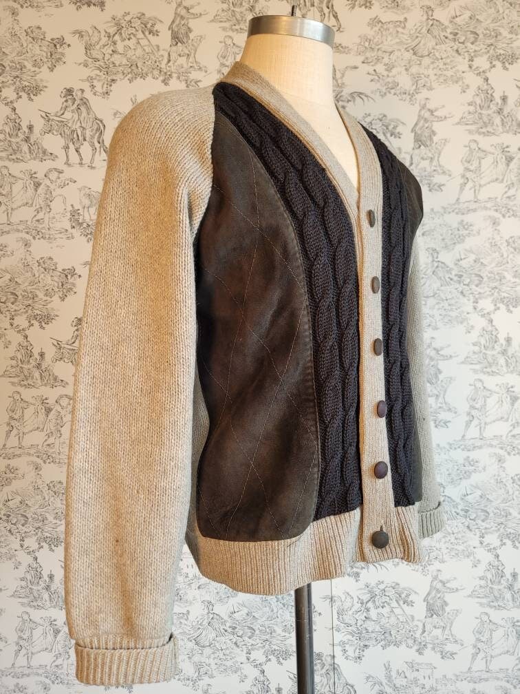 Leather Knit Sweater - Etsy