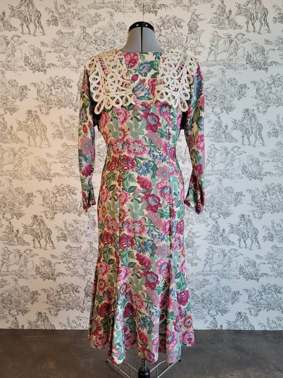 1980s 'Jane Singer' Cottage Core Floral Dress w/ … - image 4