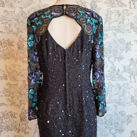 1990s Sequin Bodycon Party Dress w Cutouts - image 7