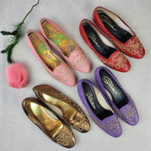1960s Lot of &#39;Sbicca&#39; Flats | Sz 6.5 | Rhinestone Accents | Multicolor