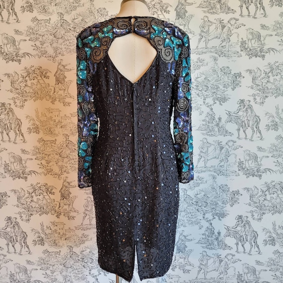 1990s Sequin Bodycon Party Dress w Cutouts - image 3