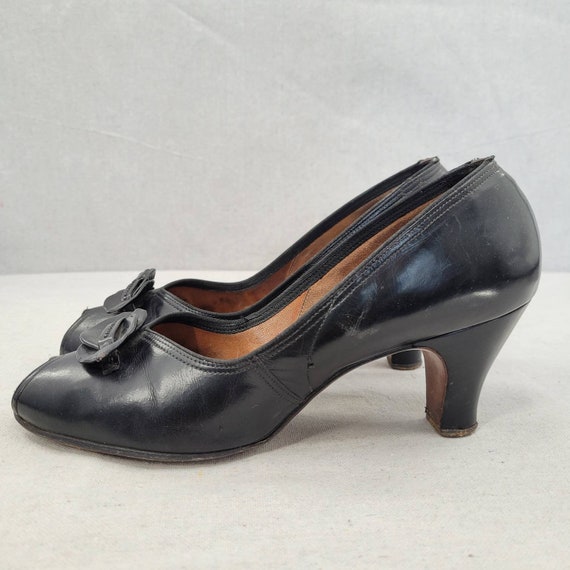 1940s WWII 'United States Shoe Corp' Black Leathe… - image 4