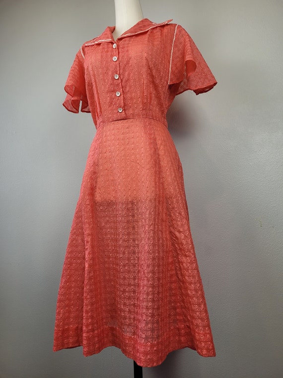 1930-40s Darling Day Dress w Butterfly Sleeves and