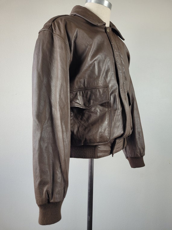 1990s 'reed' Brown Leather Bomber Jacket W Fun Lining - Etsy