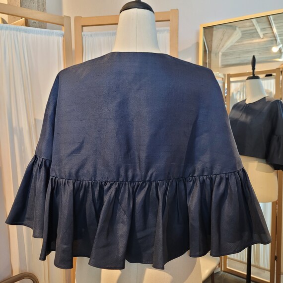 1950s Navy Blue Silk Shrug/Capelet - image 4