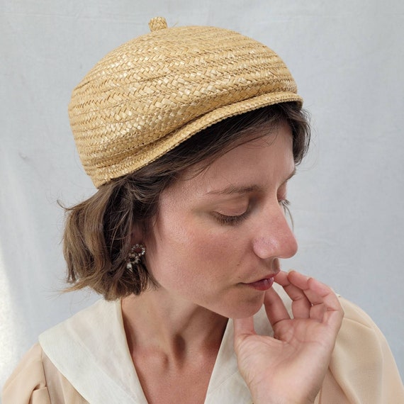 1960s Straw Mod Newsboystyle Hat Gem