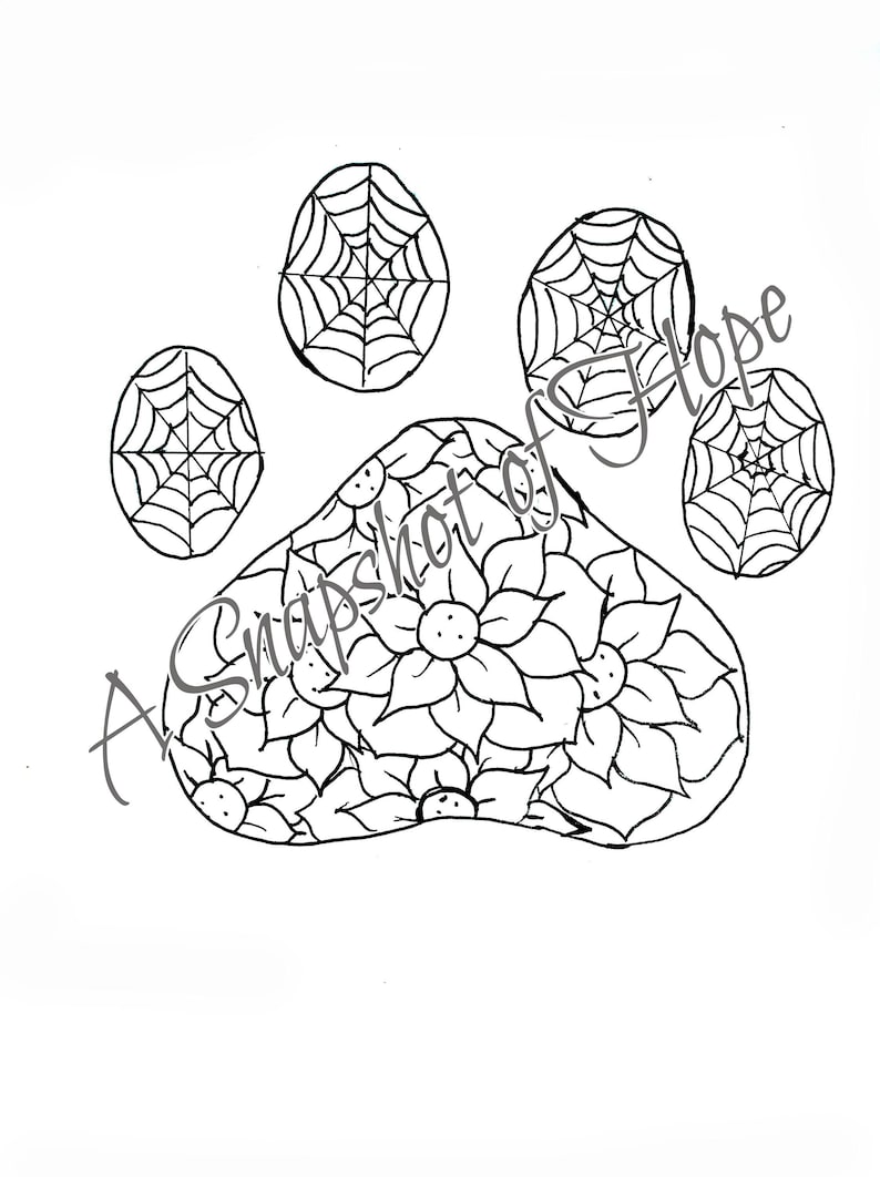 Paw Print Coloring Page Digital Download Etsy