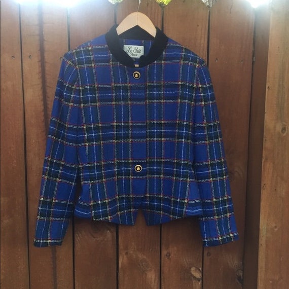 Vintage 90’s Blazer Plaid Blue Jacket Clueless Cro