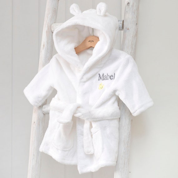 Personalised White Duck Dressing Gown 