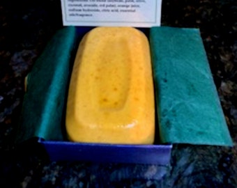 Handmade Soap Skin Care - Natural, Vegetarian - Orange Ginger with Orange Zest and Ground Ginger