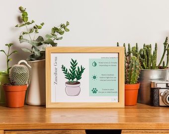 ZZ Zanzibar Gem Indoor Plant Care Card- DIGITAL, great for plant mom or dad for houseplant gift, home decor and plant