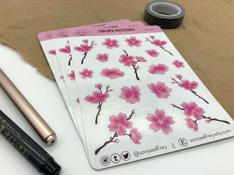 Sakura Blossoms Sticker Sheet || Japanese Cherry Blossoms, Planner ...