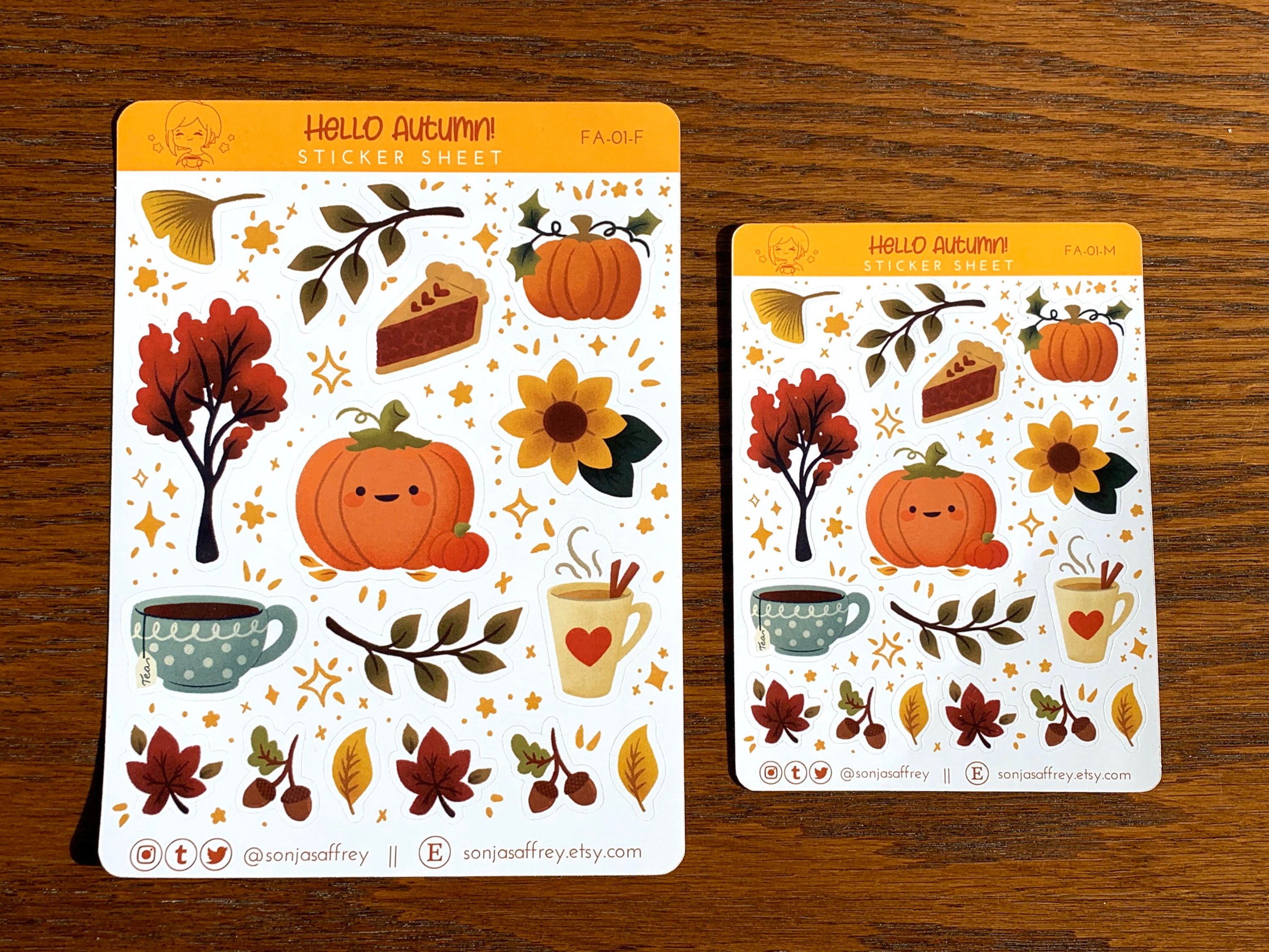 Autumn Sticker Sheet || Fall Stickers, Cute Planner Stickers, Journal ...