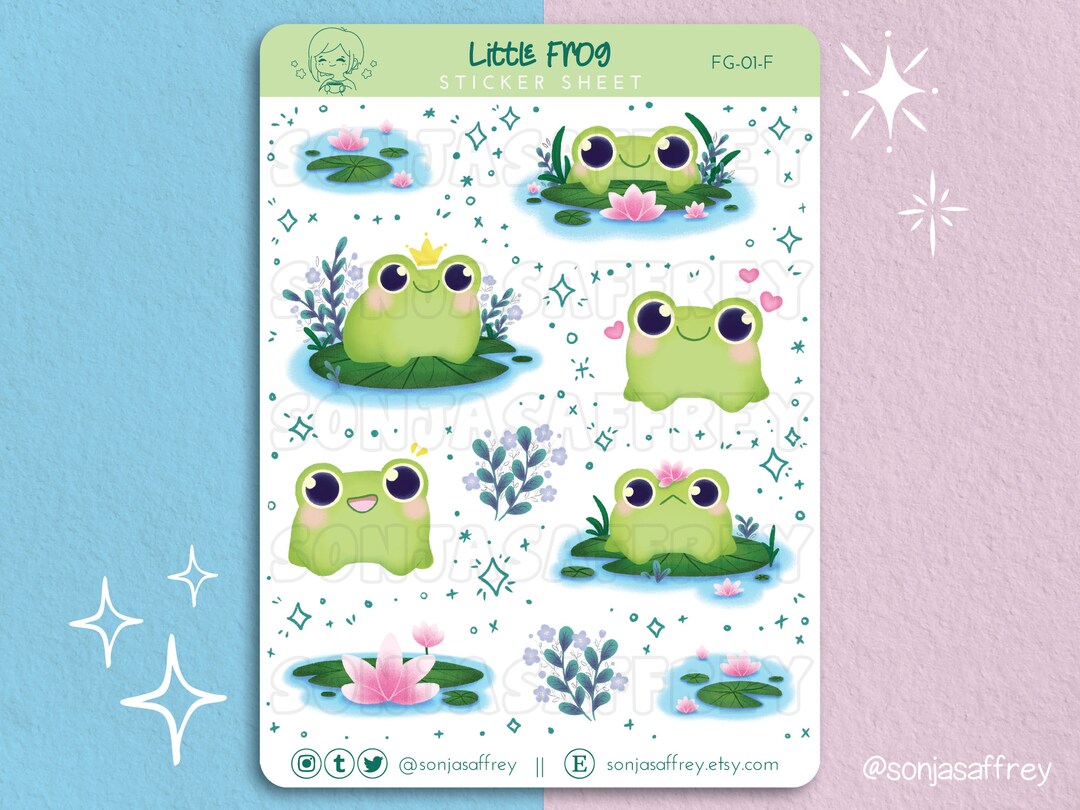 Frog Sticker Sheet Cute Frogs Planner Stickers - Etsy