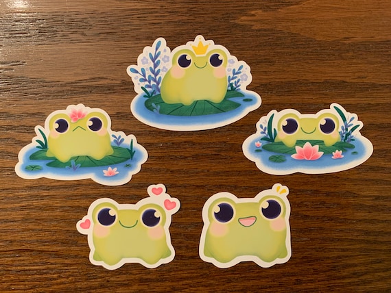 Frog Stickers Waterproof || Cute Frogs, Die-cut sticker, Animal Stickers, Kawaii, Vinyl Decal, Weatherproof, Laptop Sticker|| FG-V