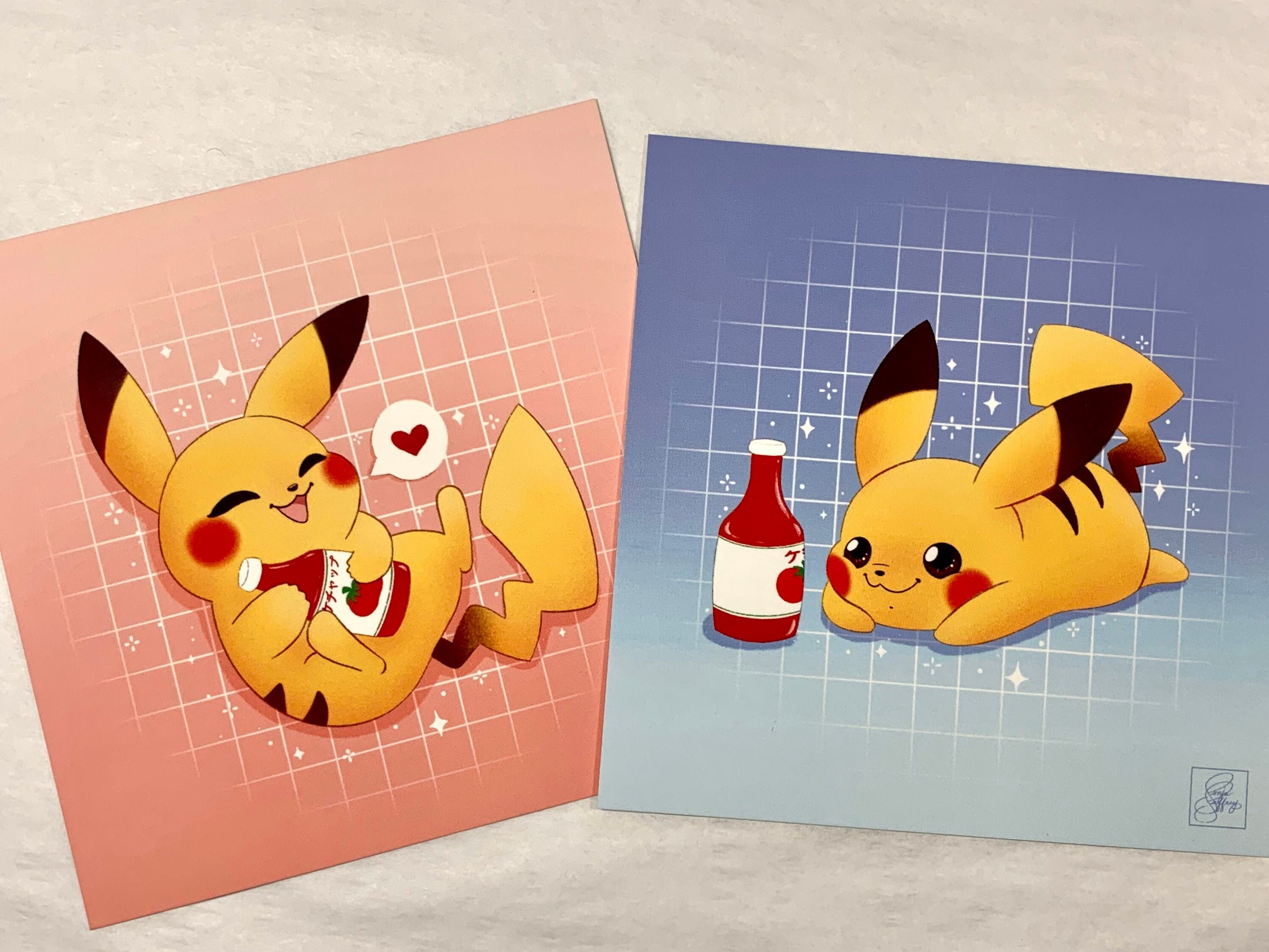 Pikachu Print Kawaii Pokemon Art Print Cute Art Ketchup - Etsy