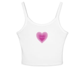 Camiseta sin mangas con tirantes finos y estampado de corazones: ropa informal de verano para mujer