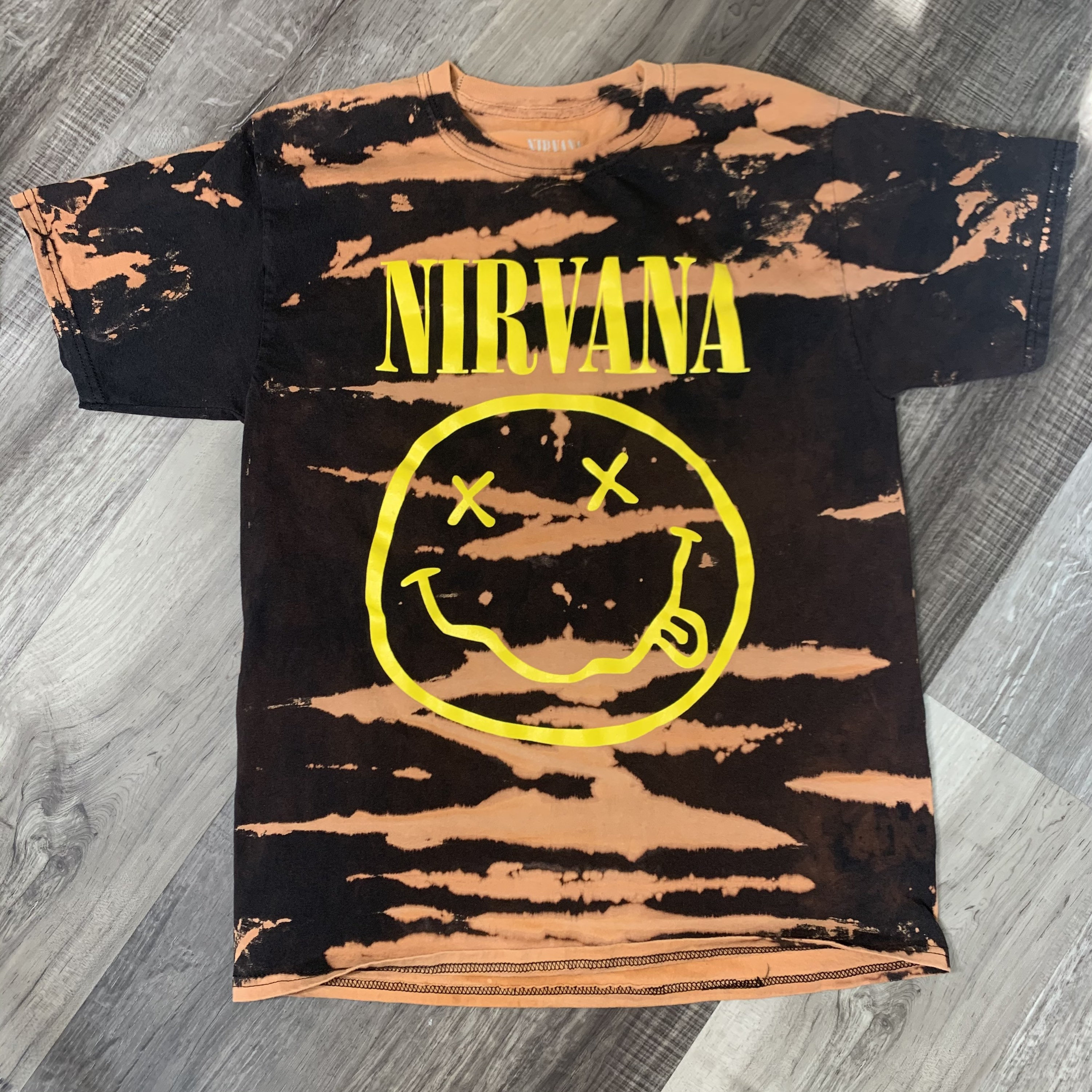 Nirvana Smiley Face Bleached Tie Dyed Shirt Unisex Size Medium Etsy